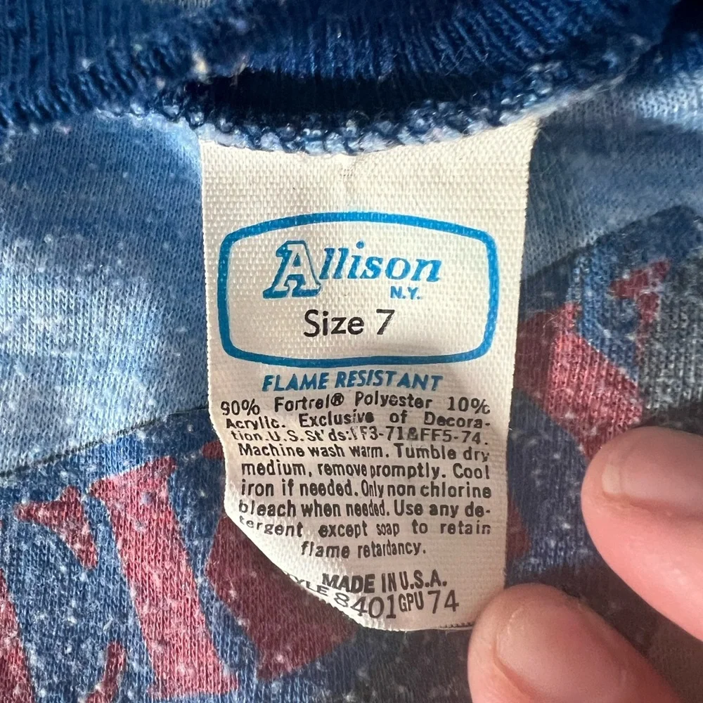 Vintage Allison‎ Blue Mickey Mouse Pajama Set size 7